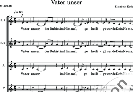 Kock, Elisabeth: Padre Nuestro - Coro>SSATB+Órgano:0