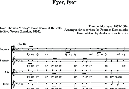 Morley, Thomas: Fyer, fyer - Blockflöte 5:0