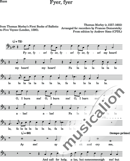 Morley, Thomas: Fyer, fyer - Blockflöte 5:16