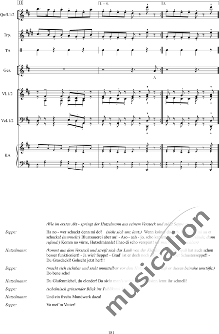 Schwenkglenks, Manfred: Das Stuttgarter Hutzelmännlein - 4 - Zweiter Akt - Solo>X+Chor>SA+Git+[Bfl+Klar]+[Vl+Vc]+Trp+[Fl]+[Xyl+GS+Px+Pk]+Kl4h:3