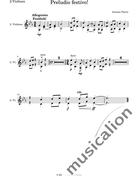 Pönitz, Jonatan: Preludio Festivo - Flauta 2+[Vl4]+[Ob2+Clar2]+[Vla2+Vc2+Cb2]+[Fg2]+[Cr2+Trp2+Trb2]+[Perc+Tp]:13