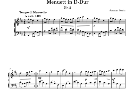 Pönitz, Jonatan: Menuett in D-Dur (Nr.2) - Klavier:0
