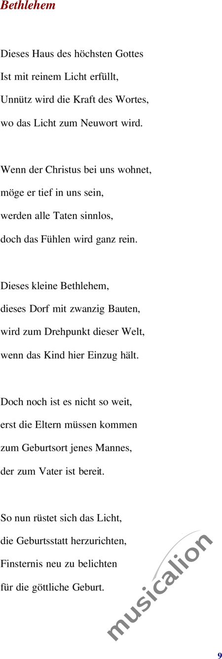 Alsen, Wulf Dieter: Weihnachtsgeschichte in 10 Phasen 7. Betlehem - Chor>SATB+Fl3+Trp+Px+Vl:4