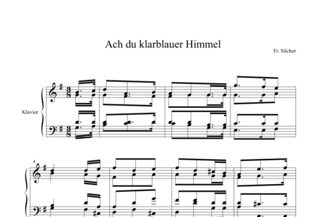 Silcher, Friedrich: Ach du klarblauer Himmel (Ay tú, cielo celeste, Canción sin texto) - Piano:0