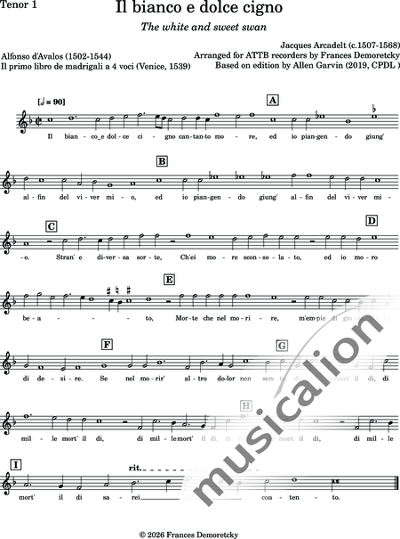Arcadelt, Jakob
: Il bianco e dolce cigno - Flauta dulce 4:6