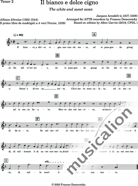Arcadelt, Jakob
: Il bianco e dolce cigno - Flauta dulce 4:7