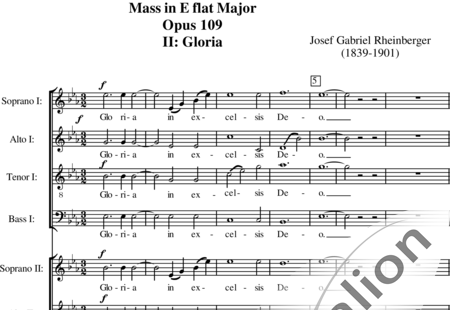 Rheinberger, Josef Gabriel: Mass in Eb major ( Cantus Missae, 2. Gloria) - Choir>SATB:0