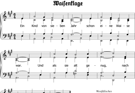 Anonymus, Unbekannt: Ein Kind von sieben Jahr - Waisenklage - Solo>Sop+Chor>X+Kl:0