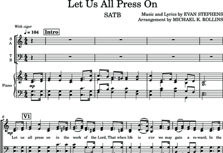 Stephens, Evan: Let Us All Press On - Chor>SATB+Klavier:0