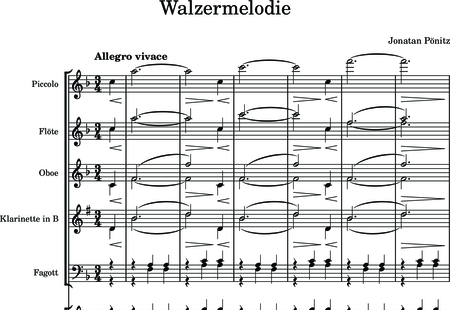 Pönitz, Jonatan: Kleine Walzermelodie - Violine+[Ob+Klar]+[Vla+Vc+Kb]+[Fg]+[Hn+Trp+Pos]+[Fl]:0