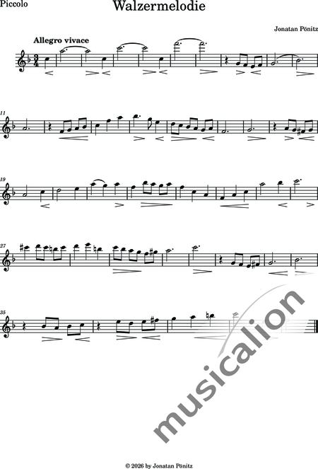 Pönitz, Jonatan: Kleine Walzermelodie - Violine+[Ob+Klar]+[Vla+Vc+Kb]+[Fg]+[Hn+Trp+Pos]+[Fl]:7