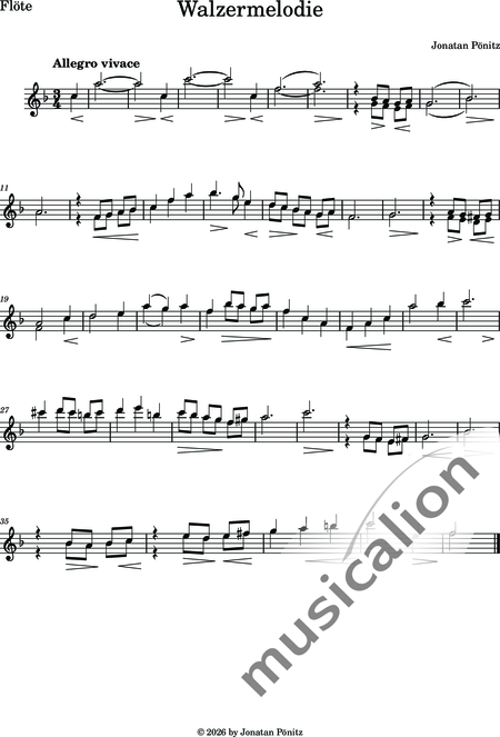 Pönitz, Jonatan: Kleine Walzermelodie - Violine+[Ob+Klar]+[Vla+Vc+Kb]+[Fg]+[Hn+Trp+Pos]+[Fl]:8