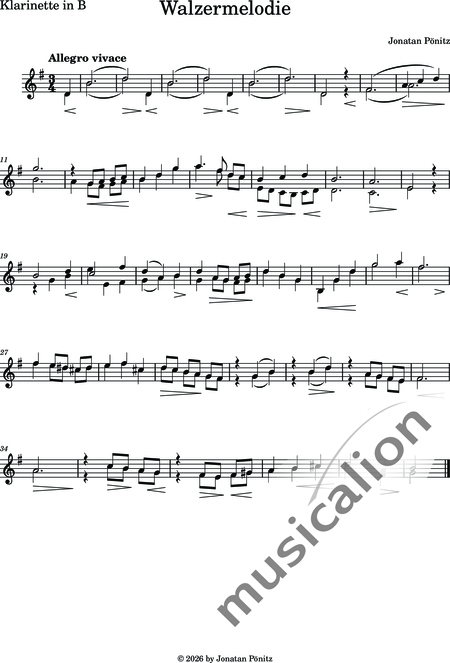 Pönitz, Jonatan: Kleine Walzermelodie - Violine+[Ob+Klar]+[Vla+Vc+Kb]+[Fg]+[Hn+Trp+Pos]+[Fl]:10