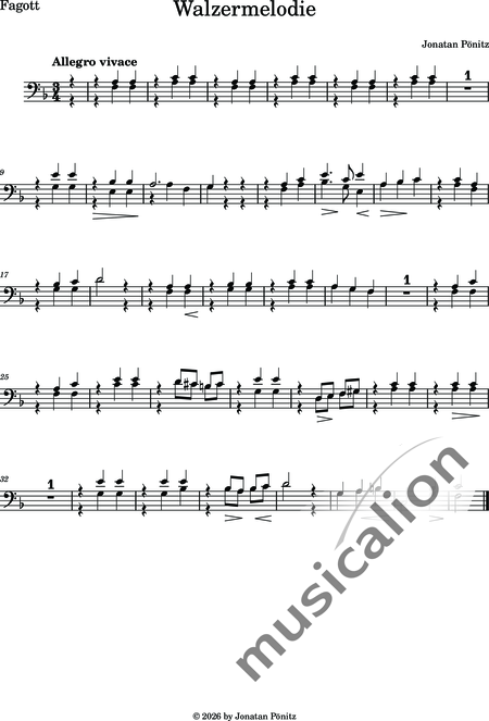 Pönitz, Jonatan: Kleine Walzermelodie - Violine+[Ob+Klar]+[Vla+Vc+Kb]+[Fg]+[Hn+Trp+Pos]+[Fl]:11