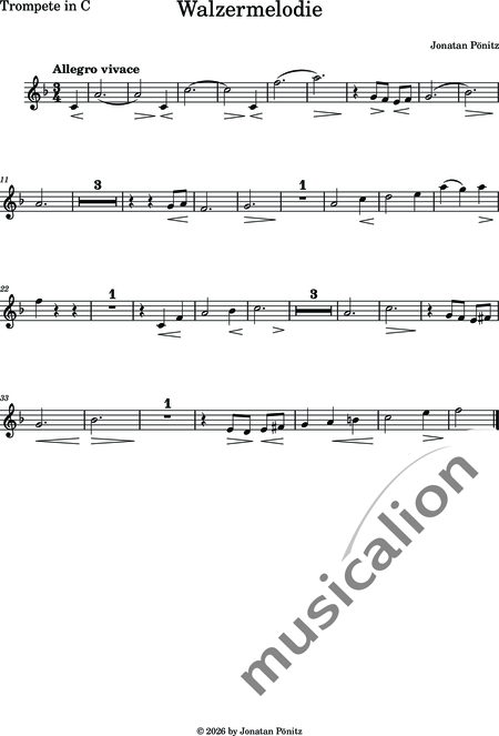 Pönitz, Jonatan: Kleine Walzermelodie - Violine+[Ob+Klar]+[Vla+Vc+Kb]+[Fg]+[Hn+Trp+Pos]+[Fl]:13