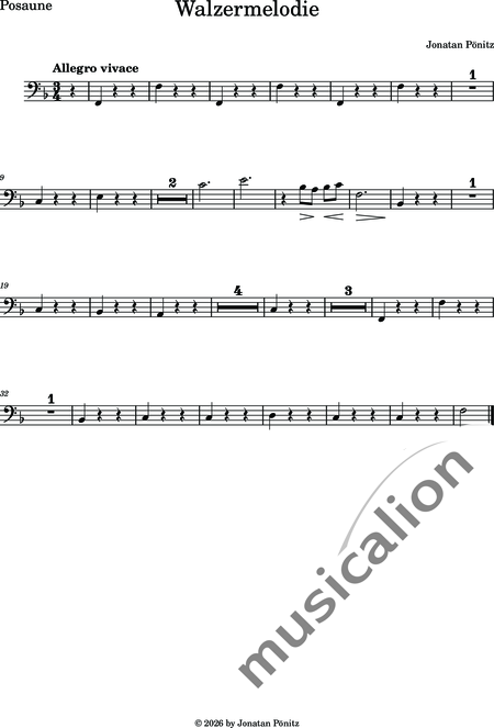 Pönitz, Jonatan: Kleine Walzermelodie - Violine+[Ob+Klar]+[Vla+Vc+Kb]+[Fg]+[Hn+Trp+Pos]+[Fl]:14