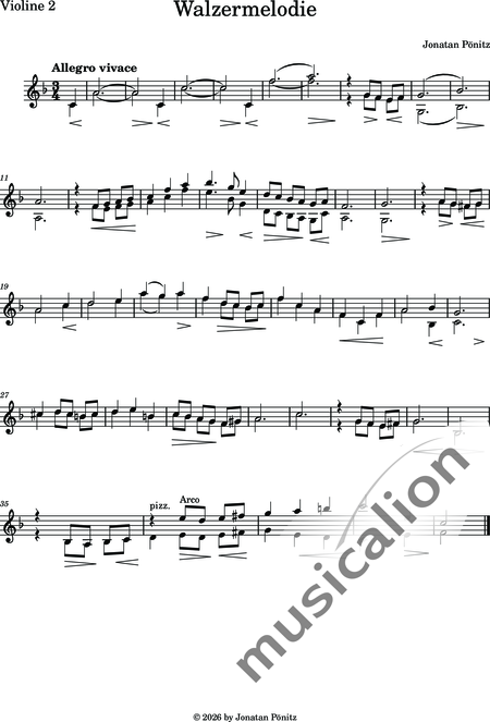 Pönitz, Jonatan: Kleine Walzermelodie - Violine+[Ob+Klar]+[Vla+Vc+Kb]+[Fg]+[Hn+Trp+Pos]+[Fl]:16