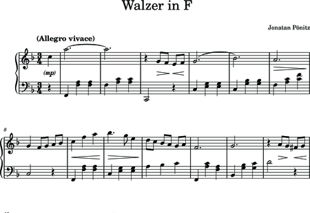 Pönitz, Jonatan: Walzer in F - Klavier:0