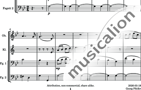 Tschaikowsky, Peter Iljitsch: Album für Kinder - 16. Altes französisches Lied - Flöte C+Oboe C+Klarinette B+Fagott C 2:1