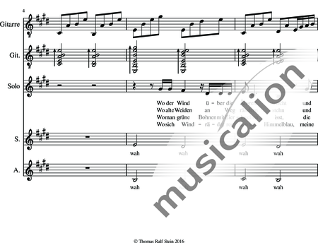 Stein, Thomas Ralf: Hier (Here) - Solo>alto+Coro>SA+Guit.:1