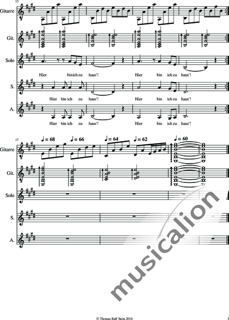 Stein, Thomas Ralf: Hier (Here) - Solo>alto+Coro>SA+Guit.:3