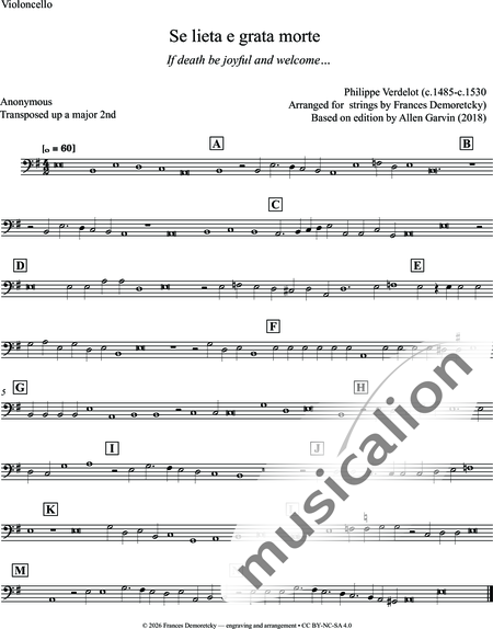 Verdelot, Philippe: Se lieta e grata morte - Violine 2+[Vl+Vla+Vc]:8