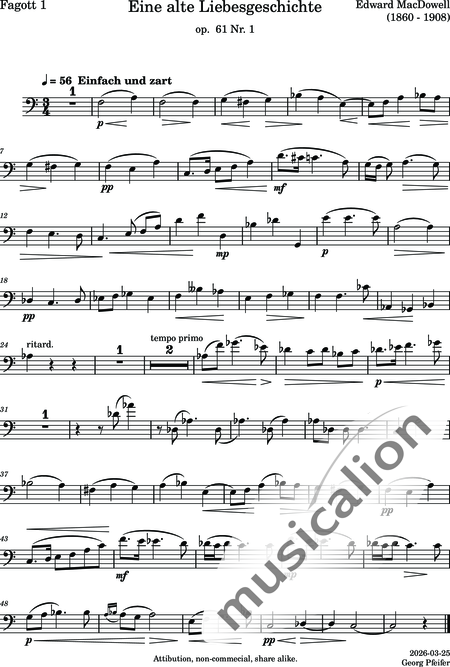 MacDowell, Edward (Alexander)
: Eine alte Liebesgeschichte (An Old Love Story) - Flauta +Oboe +Clarinete +Fagot  2:10