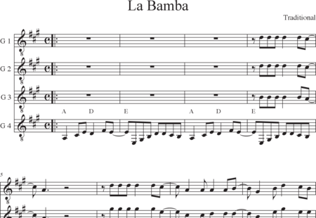 Anonymus, Unbekannt: La Bamba - Gitarre 4:0