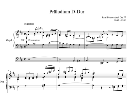 Blumenthal, Paul: Präludium D-Dur - Orgel>mPed:0