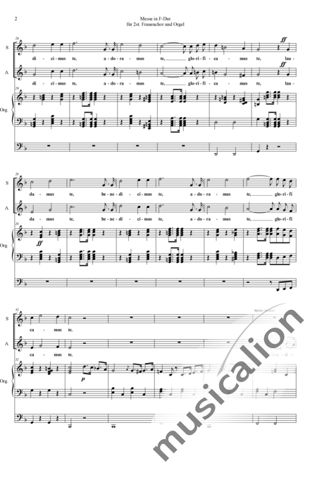 Battmann, Jacques-Louis: Mass F-major Gloria - Coro>SA+Órgano>cPed:2