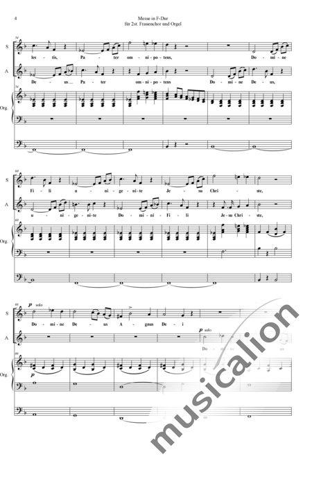 Battmann, Jacques-Louis: Mass F-major Gloria - Coro>SA+Órgano>cPed:4