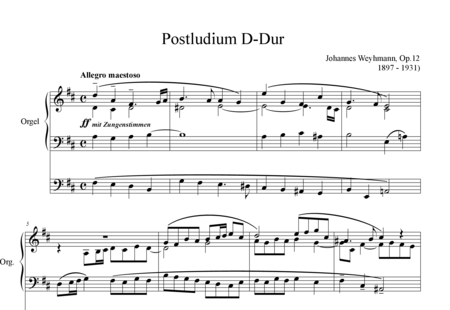 Weyhmann, Johann: Postludium D-Dur - Orgel>mPed:0