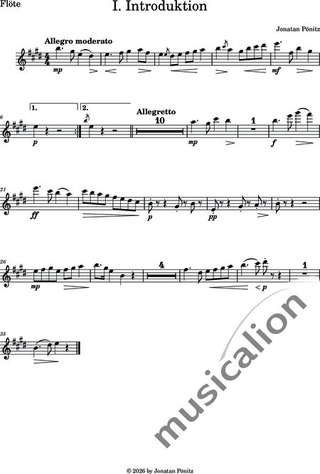 Pönitz, Jonatan: 1. Introduktion - Violine 2+Oboe+Flöte+[Vla+Vc+Kb]+Fg+Trp+Px:4