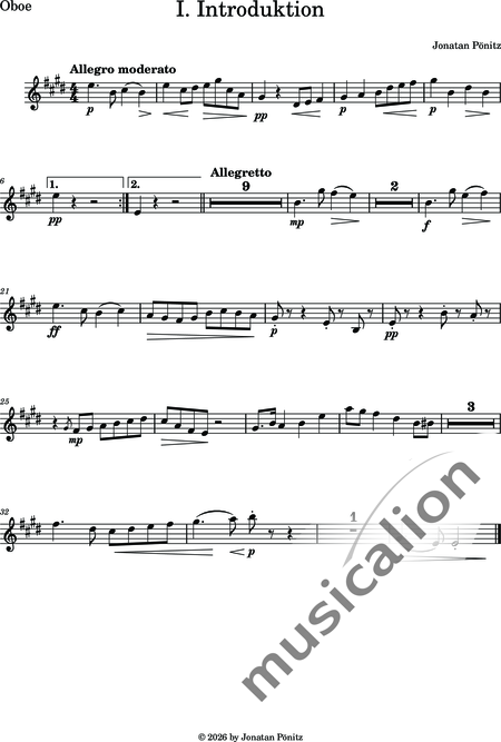 Pönitz, Jonatan: 1. Introduktion - Violine 2+Oboe+Flöte+[Vla+Vc+Kb]+Fg+Trp+Px:5