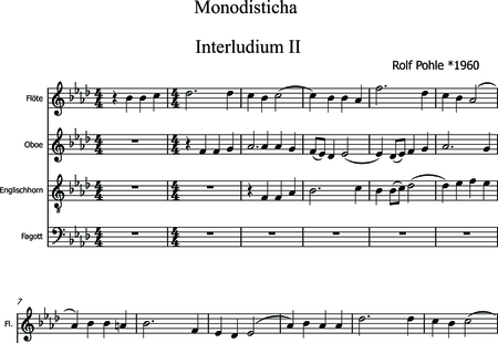 Pohle, Rolf: Monodisticha - Interludium II - Chor>SATB+[Ob+Fg+Fl+Ehn]:0