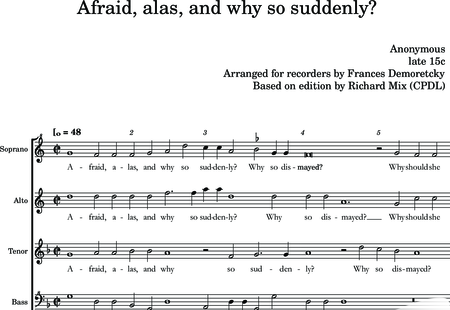 Anónimo, desconocido: Afraid, alas, and why so suddenly? - Flauta dulce 4:0