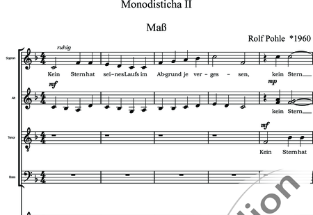 Pohle, Rolf: Monodisticha - Maß - Chor>SATB+[Ob+Fg+Fl+Ehn]:0