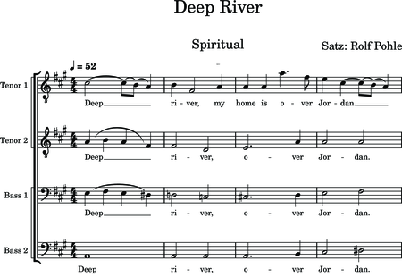Anónimo, desconocido: Deep river - Coro>TTBB:0