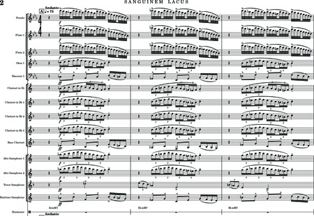 Calmer, Rupert Adam: Sanguinem Lacus - Klarinette 5+[Sx4]+[Trp3+Pos3+Hn2]+[Fl2]+[Tb2]+[Ob]+Kb+[Fg]+[Xyl+GS+Px+Pk]:0