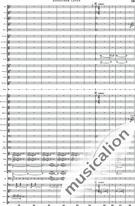 Calmer, Rupert Adam: Sanguinem Lacus - Klarinette 5+[Sx4]+[Trp3+Pos3+Hn2]+[Fl2]+[Tb2]+[Ob]+Kb+[Fg]+[Xyl+GS+Px+Pk]:12