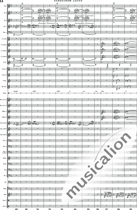 Calmer, Rupert Adam: Sanguinem Lacus - Klarinette 5+[Sx4]+[Trp3+Pos3+Hn2]+[Fl2]+[Tb2]+[Ob]+Kb+[Fg]+[Xyl+GS+Px+Pk]:13