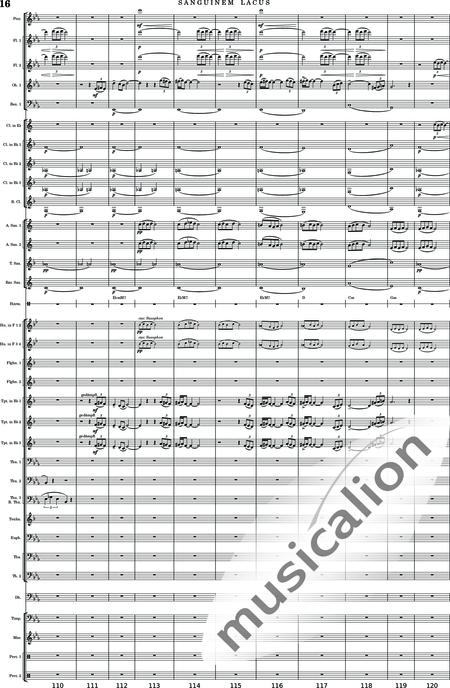 Calmer, Rupert Adam: Sanguinem Lacus - Klarinette 5+[Sx4]+[Trp3+Pos3+Hn2]+[Fl2]+[Tb2]+[Ob]+Kb+[Fg]+[Xyl+GS+Px+Pk]:15