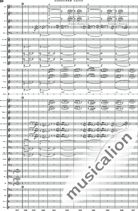 Calmer, Rupert Adam: Sanguinem Lacus - Klarinette 5+[Sx4]+[Trp3+Pos3+Hn2]+[Fl2]+[Tb2]+[Ob]+Kb+[Fg]+[Xyl+GS+Px+Pk]:19