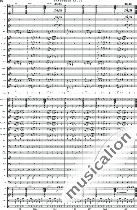 Calmer, Rupert Adam: Sanguinem Lacus - Klarinette 5+[Sx4]+[Trp3+Pos3+Hn2]+[Fl2]+[Tb2]+[Ob]+Kb+[Fg]+[Xyl+GS+Px+Pk]:21