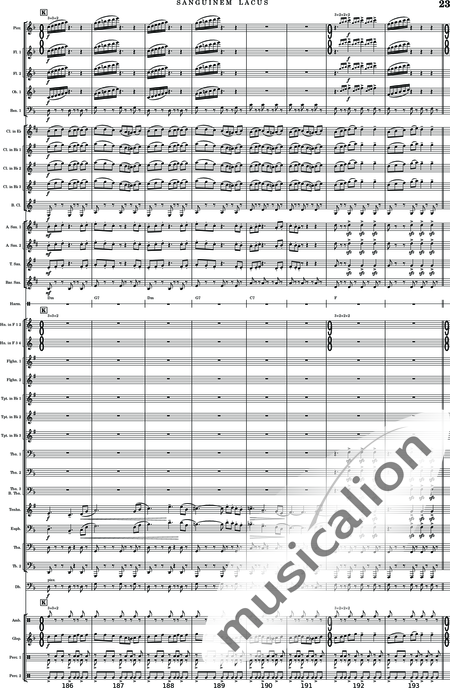 Calmer, Rupert Adam: Sanguinem Lacus - Klarinette 5+[Sx4]+[Trp3+Pos3+Hn2]+[Fl2]+[Tb2]+[Ob]+Kb+[Fg]+[Xyl+GS+Px+Pk]:22