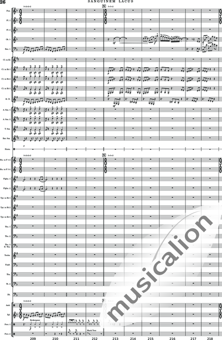 Calmer, Rupert Adam: Sanguinem Lacus - Klarinette 5+[Sx4]+[Trp3+Pos3+Hn2]+[Fl2]+[Tb2]+[Ob]+Kb+[Fg]+[Xyl+GS+Px+Pk]:25