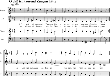 König, Johann Balthasar: O daß ich tausend Zungen hätte - Choir>SATB:0