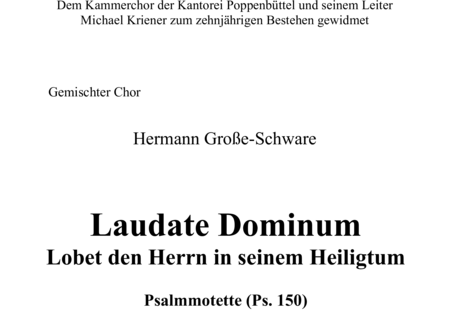 Große-Schware, Hermann: Laudate Dominum (Lobet den Herrn in seinem Heiligtum) - Chor>SATB:0