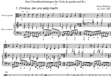 Miehling, Klaus: Three Chorale Arrangements for Viola da Gamba - Viola da gamba+Basso continuo:0