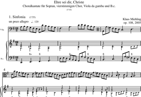 Miehling, Klaus: Ehre sei dir, Christe - Solo>sop+Choir>SATB+Cnt+Vdg:0